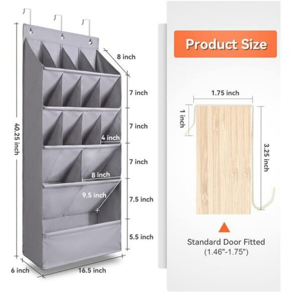 Over Door Shoe Organizer Hanging Rack 15 Pocket Closet Wall Storage Holder - Picture 6 of 7